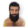 ATLAS hyper-realistic bearded male silicone mask with genuine black hair and full beard