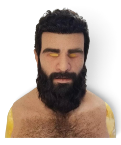 ATLAS hyper-realistic bearded male silicone mask with genuine black hair and full beard