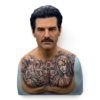GABRIEL hyper-realistic male silicone mask with professionally applied religious chest tattoo