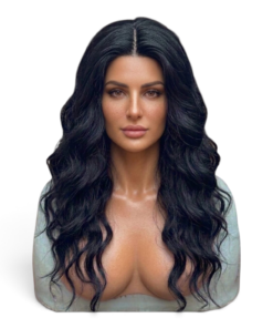 SOPHIA hyper-realistic female silicone mask with brown eyes and long black wavy hair