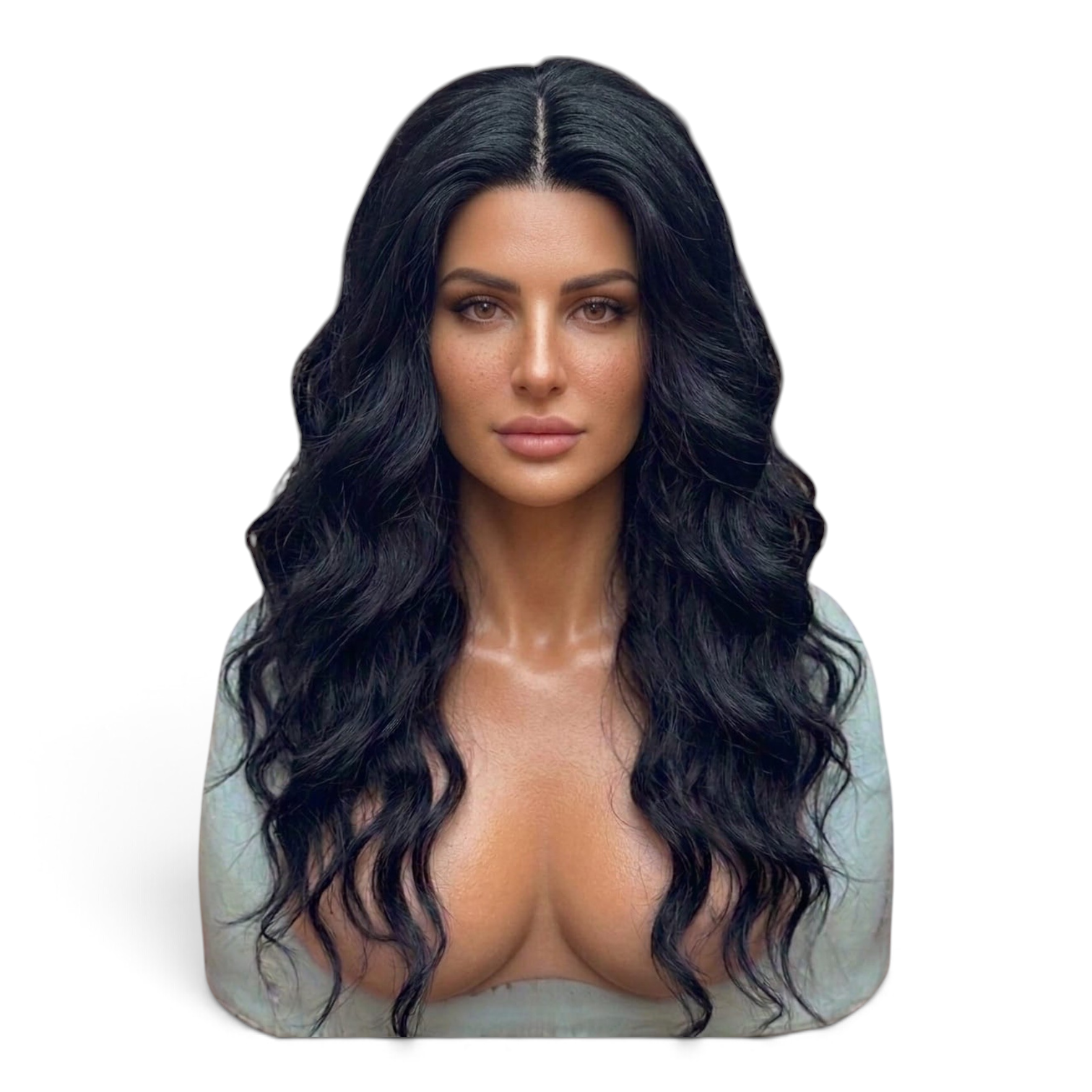 SOPHIA-Hyper-Realistic Female Silicone Mask SOPHIA hyper-realistic female silicone mask with brown eyes and long black wavy hair